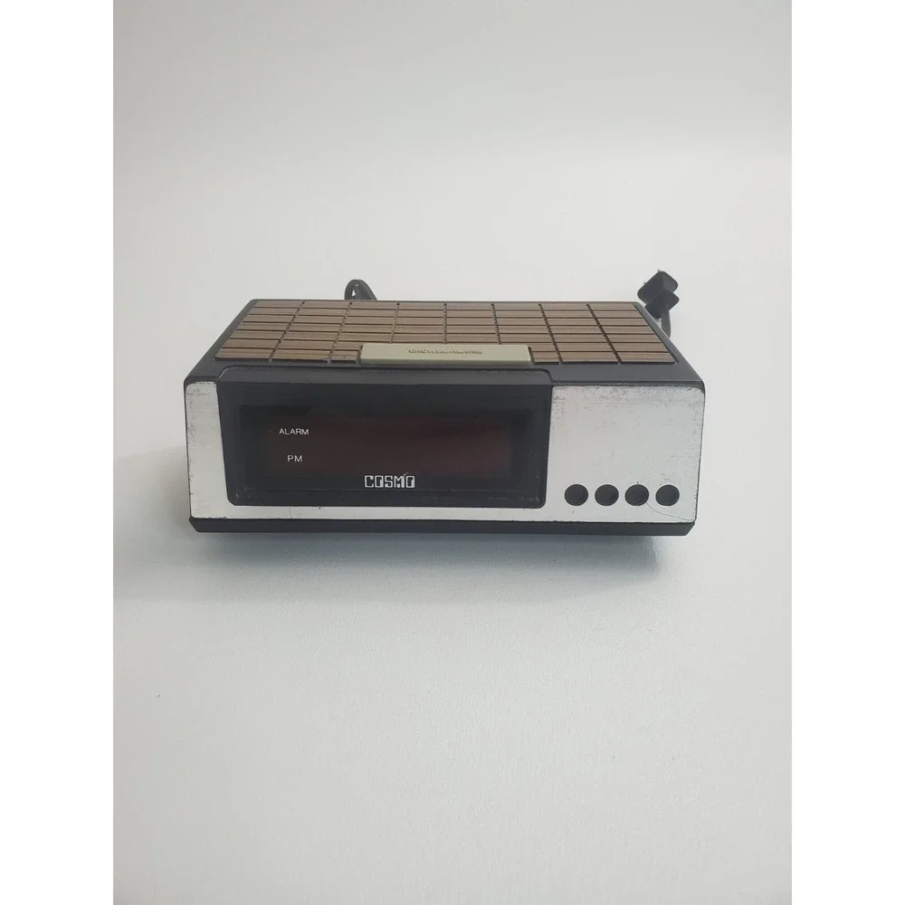 Vintage Cosmo E501 Digital Alarm Clock Space Age Faux Wood Retro